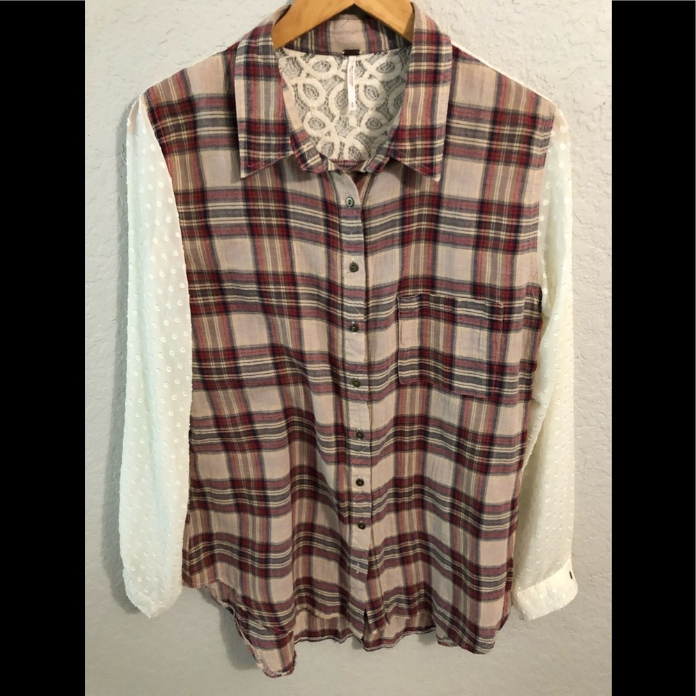 FREE PEOPLE Blouse Size Small Plaid